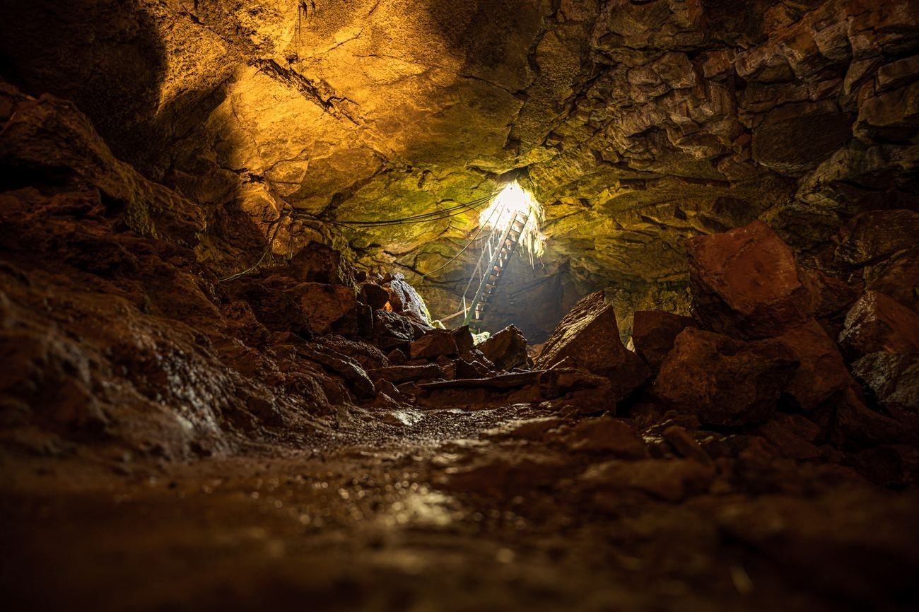 Lava tunnel — Santa Cruz Island · underground volcanic formation