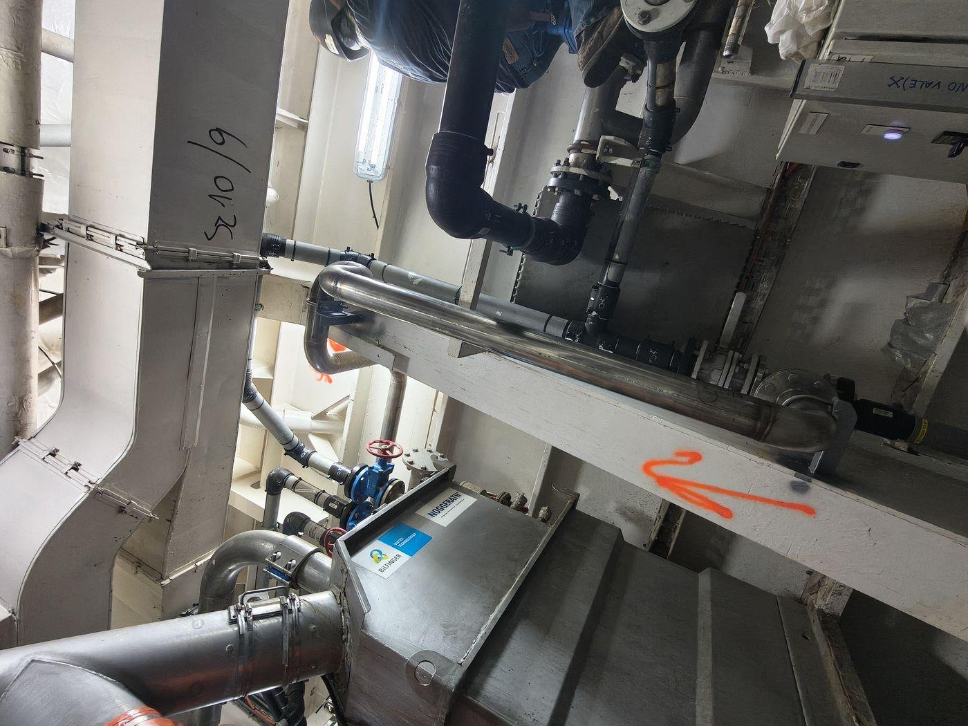 System routing — Discharge line routing through the compartment